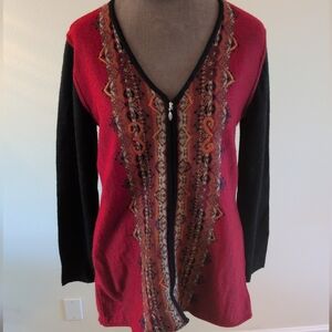 Peruvian Imports Sweater Med 100% Alpaca Cardigan Full Zip Bolivia Artsy Rare